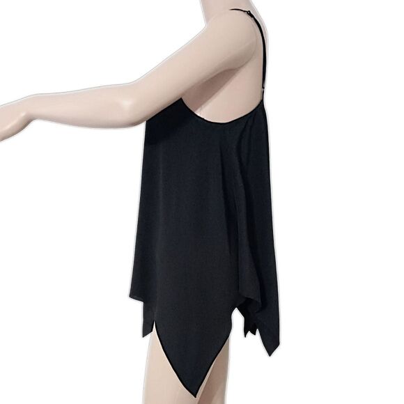 Y2K Witchy Cami Top XS Black Camisole Whimsigoth Chiffon Asymmetric Fairy Flowy - Picture 6 of 16